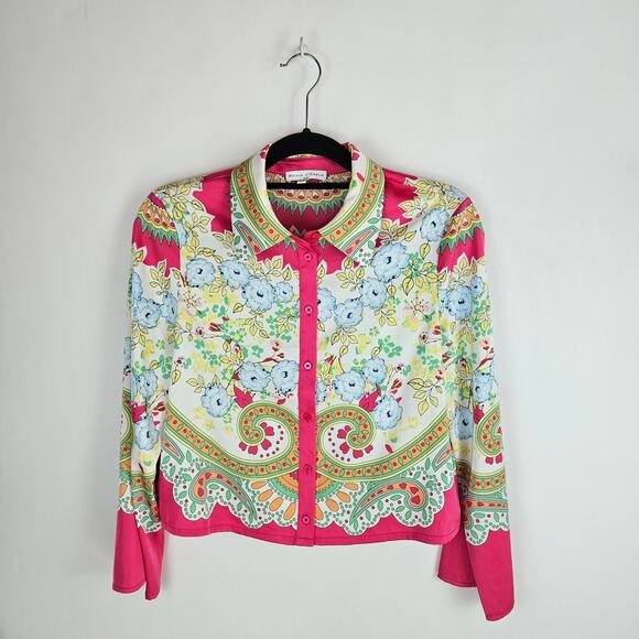 Maison d’Amélie Paris Button Down Blouse Multicolor Floral Paisley Print Small - Picture 1 of 10